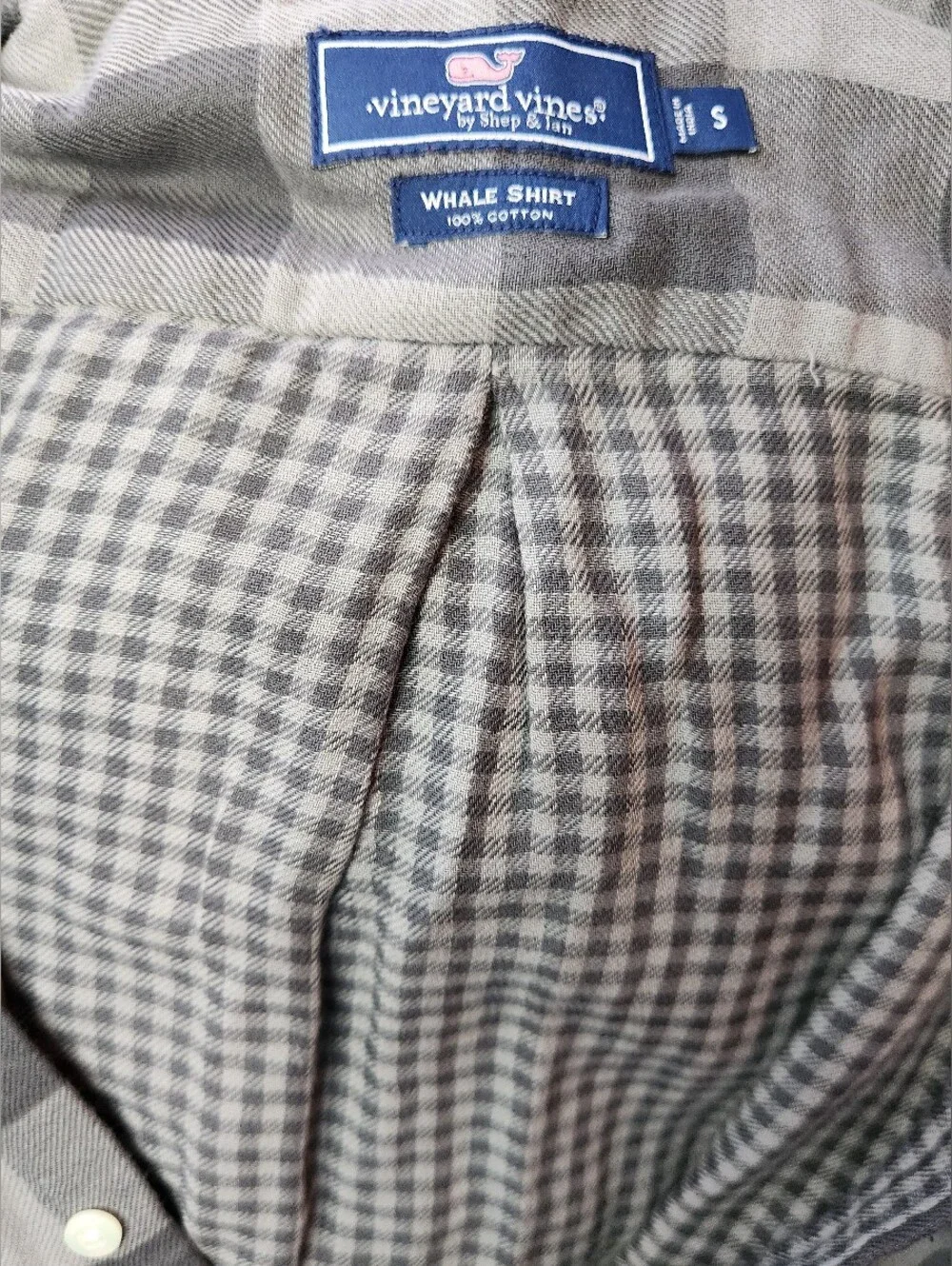 Big Boys Vineyard Vines Double Checkered Whale Button-up Shirt Size Small
